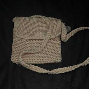 Women the Sak one handle shoulder bag purse zippered tan brown woven lined